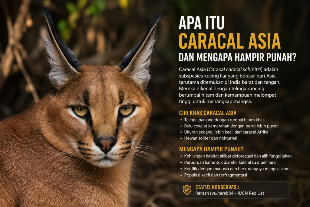 Caracal Asia Nyaris Punah di India Ternyata Masih Ada, Ini Faktanya 2 Telinga hitam berjambul menjadi ciri khas caracal Asia.