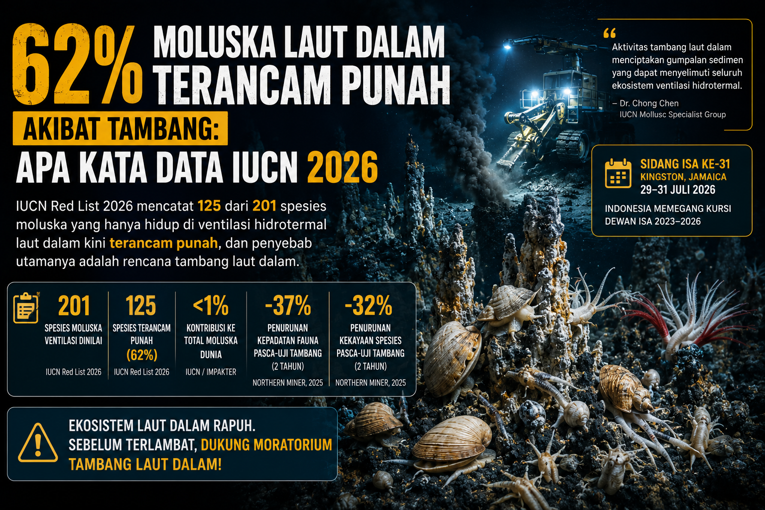62% Moluska Laut Dalam Terancam Punah Akibat Tambang: Apa Kata Data IUCN 2026
