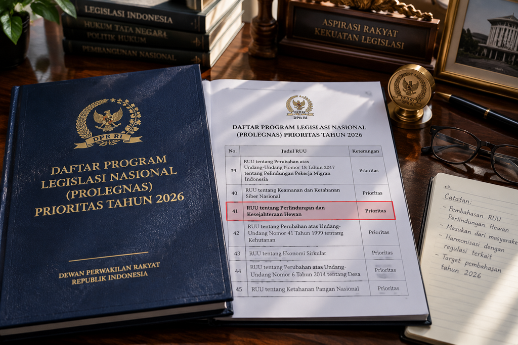 RUU Perlindungan Hewan Setahun Masuk Prolegnas, Ini Progresnya 2 Dokumen resmi Prolegnas Prioritas 2026 DPR RI mencantumkan RUU Perlindungan Hewan pada nomor urut 41.