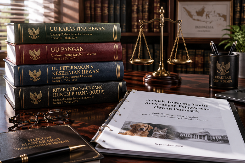 RUU Perlindungan Hewan Setahun Masuk Prolegnas, Ini Progresnya 8 Tumpukan kitab undang-undang sektoral menggambarkan tumpang tindih regulasi terkait perlindungan dan kesehatan hewan di Indonesia.